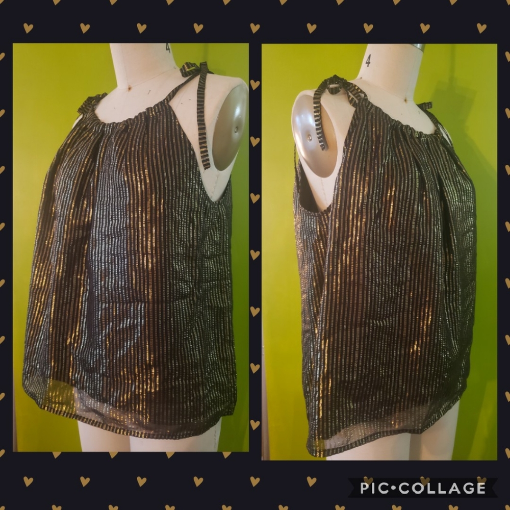 Madewell Silk and Metallic Tie Strap Cami Top